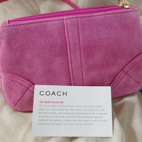Coach Pink Suede Small Wristlet - Picture 3 of 5